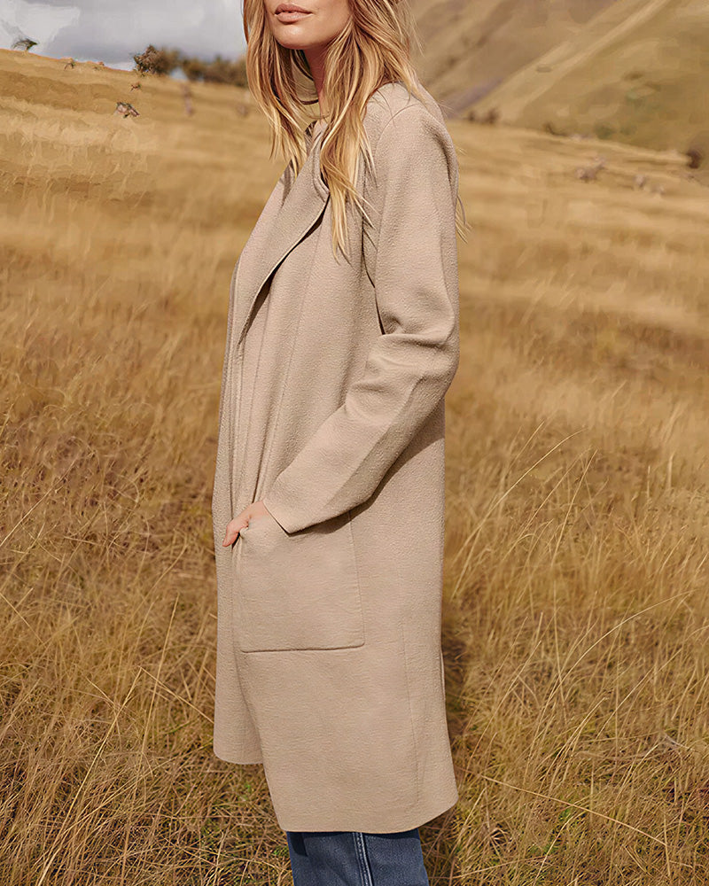 Willluxe® Open Front Lapel Cardigan
