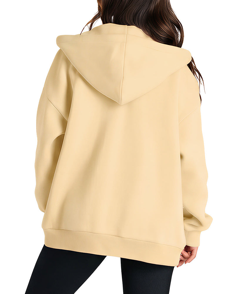 Willluxe® Oversized Fleece Zip-Up Hoodie Casual Fall Winter Jacket