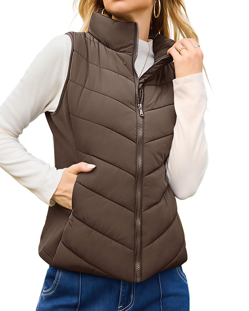 Willluxe® Quilted Puffer Vest with Stand Collar