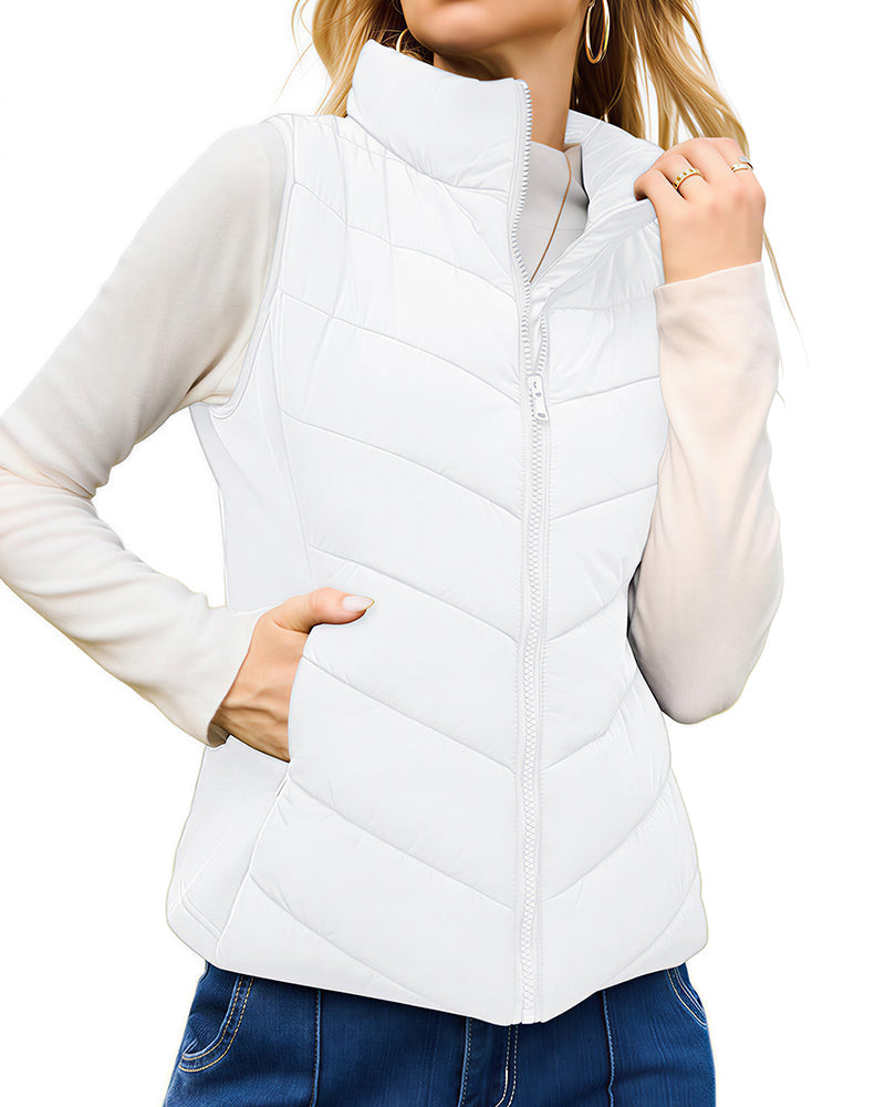 Willluxe® Quilted Puffer Vest with Stand Collar