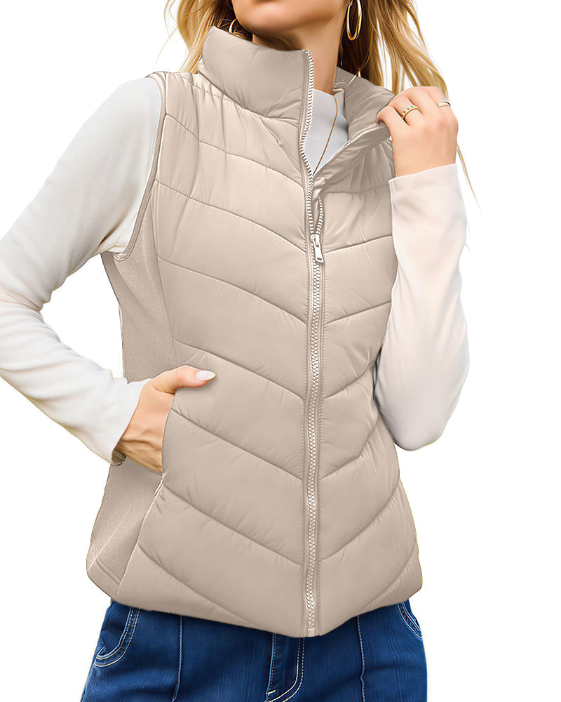 Willluxe® Quilted Puffer Vest with Stand Collar