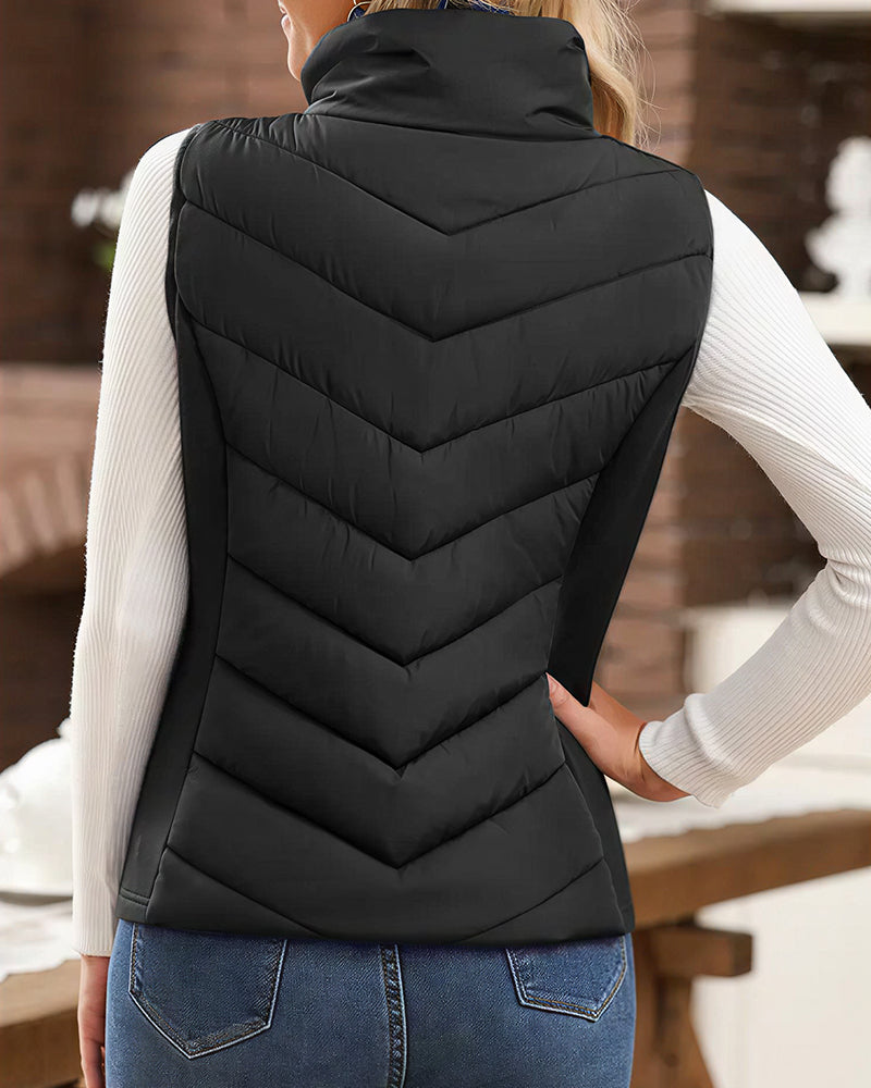 Willluxe® Quilted Puffer Vest with Stand Collar