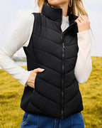 Willluxe® Quilted Puffer Vest with Stand Collar
