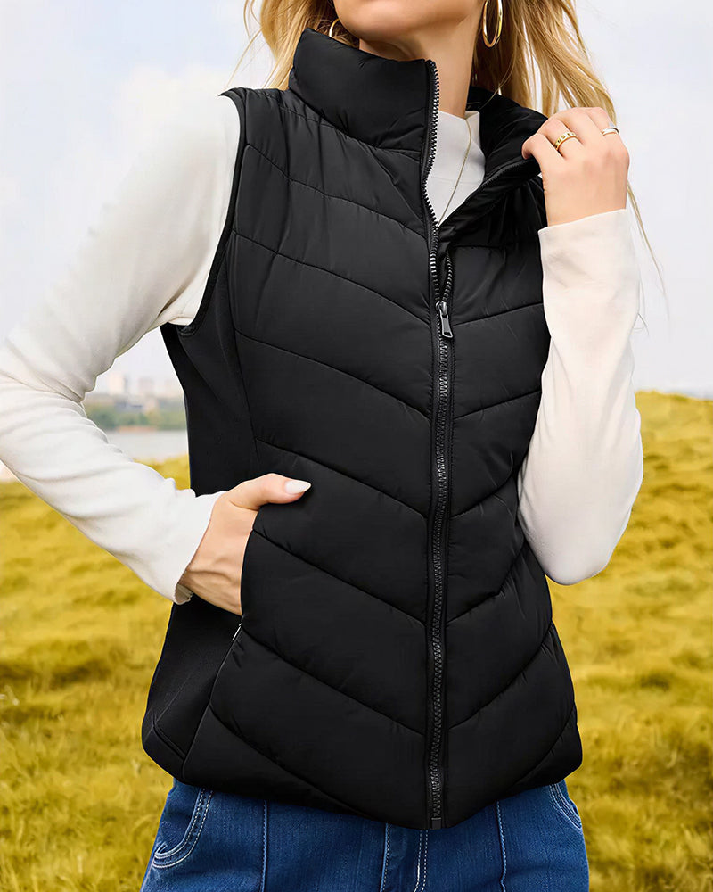 Willluxe® Quilted Puffer Vest with Stand Collar