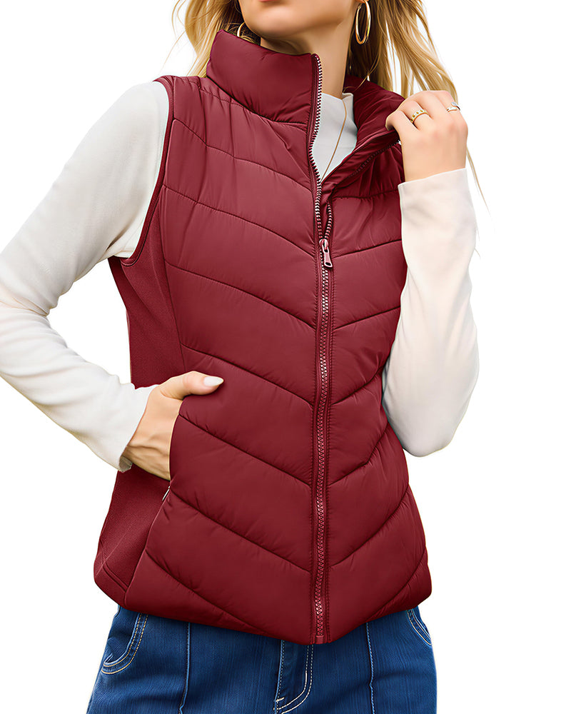 Willluxe® Quilted Puffer Vest with Stand Collar