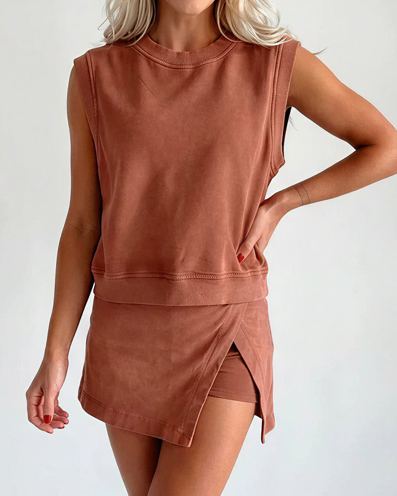 Willluxe® Washed Cotton 2-Piece Casual Set