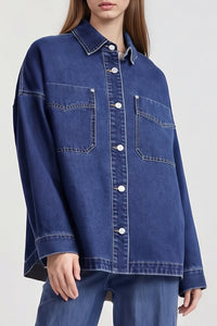Willluxe® Vintage Washed Oversized Denim Shirt Jacket
