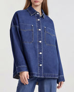 Willluxe® Vintage Washed Oversized Denim Shirt Jacket