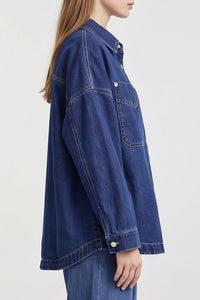 Willluxe® Vintage Washed Oversized Denim Shirt Jacket