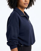 Willluxe® Half-Zip Cropped Sweatshirt with Adjustable Drawstring Hem