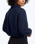 Willluxe® Half-Zip Cropped Sweatshirt with Adjustable Drawstring Hem