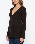 Willluxe® Vintage Cable Knit Deep-V Babydoll Sweater