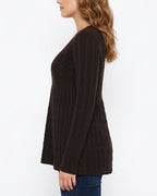 Willluxe® Vintage Cable Knit Deep-V Babydoll Sweater