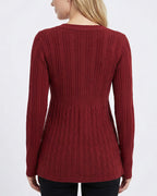 Willluxe® Vintage Cable Knit Deep-V Babydoll Sweater