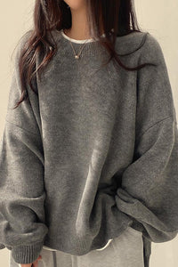 Willluxe® Oversized Crew Neck Knit Sweater