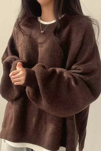 Willluxe® Oversized Crew Neck Knit Sweater