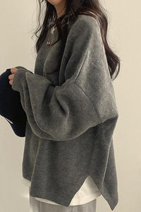 Willluxe® Oversized Crew Neck Knit Sweater