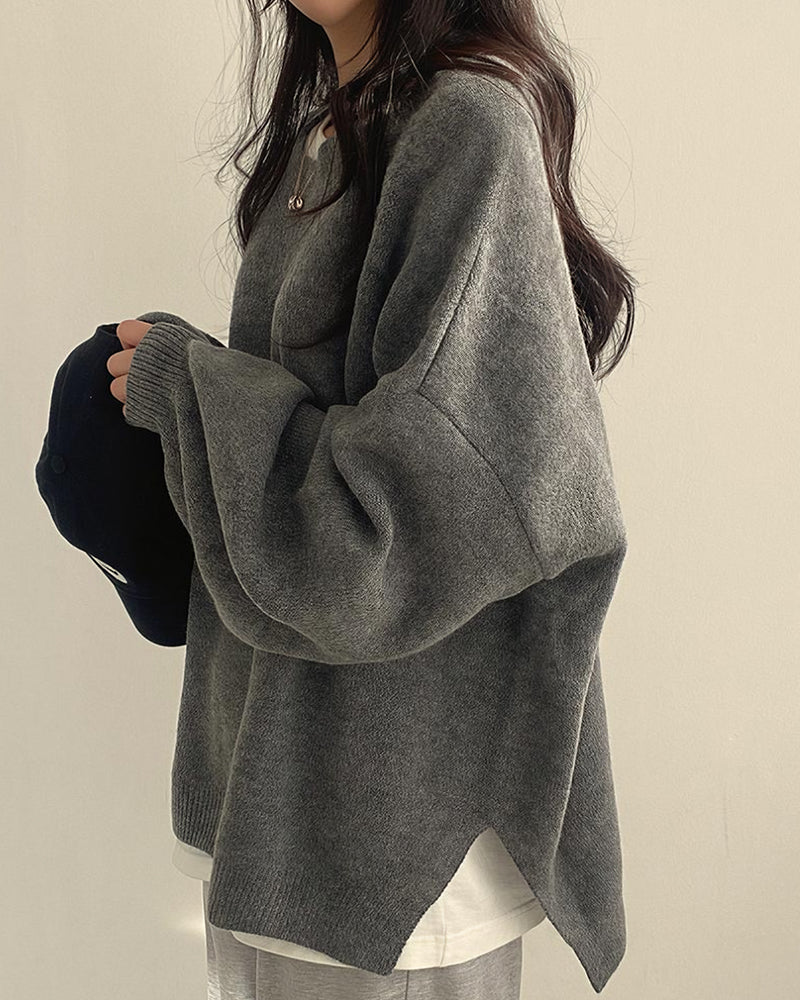 Willluxe® Oversized Crew Neck Knit Sweater