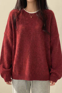 Willluxe® Oversized Crew Neck Knit Sweater