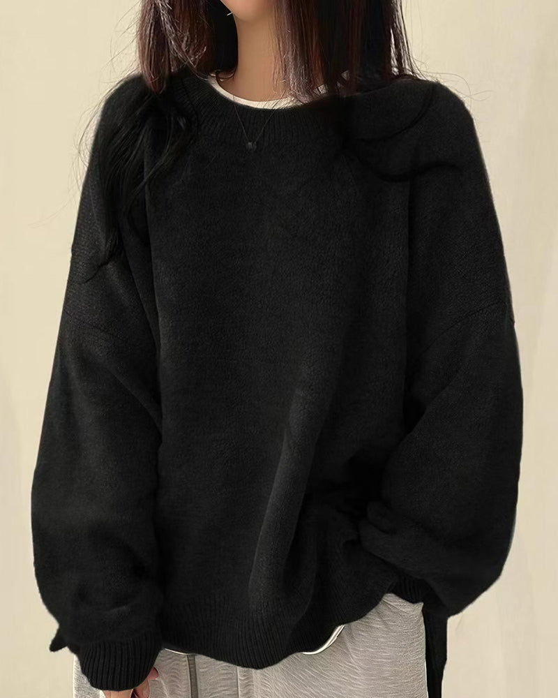 Willluxe® Oversized Crew Neck Knit Sweater