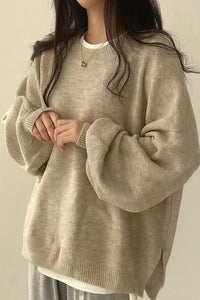 Willluxe® Oversized Crew Neck Knit Sweater