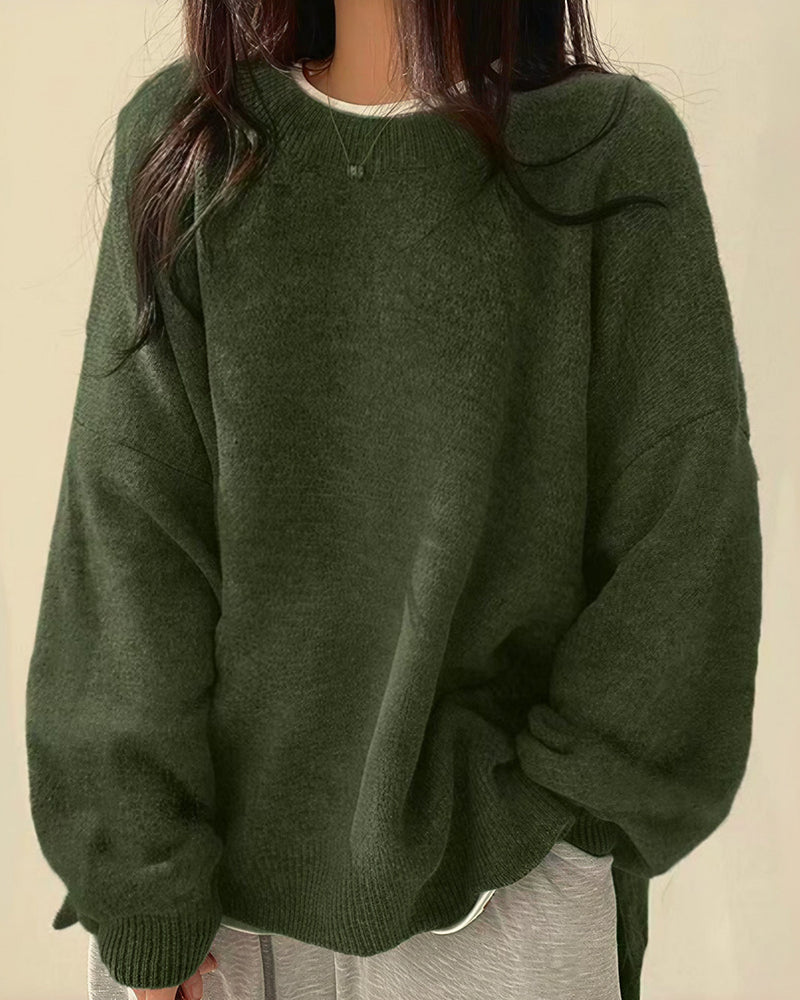Willluxe® Oversized Crew Neck Knit Sweater