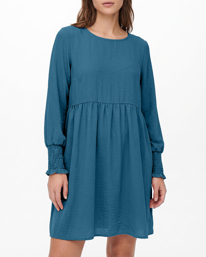 Willluxe® Smocked Sleeve Babydoll Mini Dress