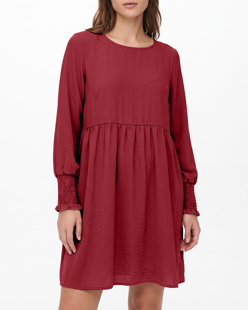 Willluxe® Smocked Sleeve Babydoll Mini Dress