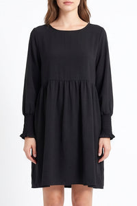 Willluxe® Smocked Sleeve Babydoll Mini Dress