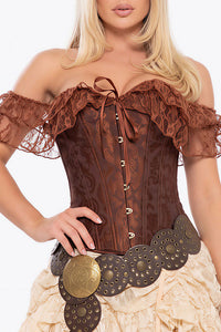Willluxe® Vintage Floral Lace Off-Shoulder Corset Bustier Top