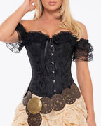 Willluxe® Vintage Floral Lace Off-Shoulder Corset Bustier Top