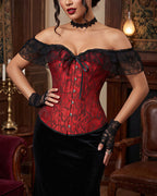 Willluxe® Vintage Floral Lace Off-Shoulder Corset Bustier Top