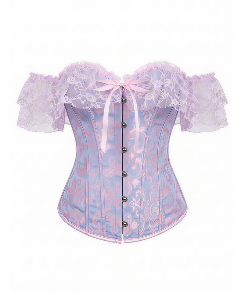 Willluxe® Vintage Floral Lace Off-Shoulder Corset Bustier Top