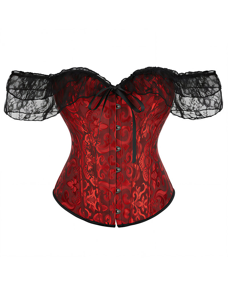 Willluxe® Vintage Floral Lace Off-Shoulder Corset Bustier Top