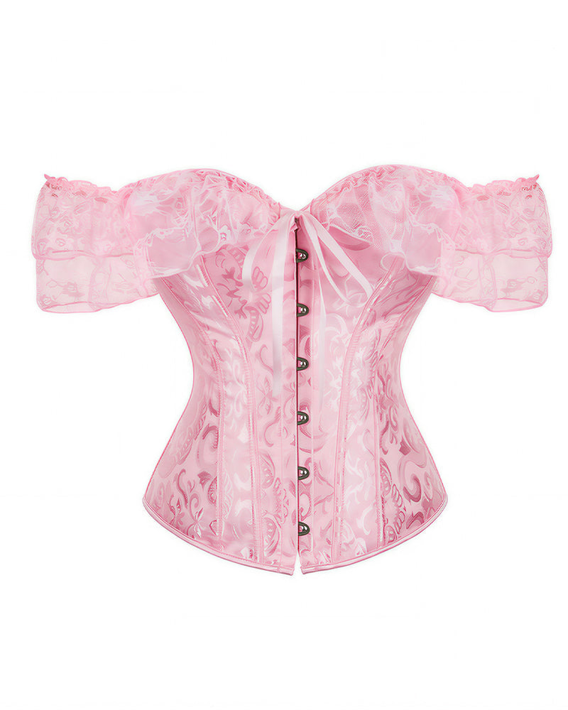 Willluxe® Vintage Floral Lace Off-Shoulder Corset Bustier Top