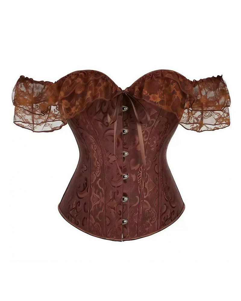 Willluxe® Vintage Floral Lace Off-Shoulder Corset Bustier Top