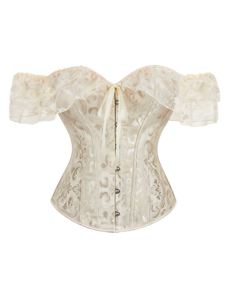 Willluxe® Vintage Floral Lace Off-Shoulder Corset Bustier Top