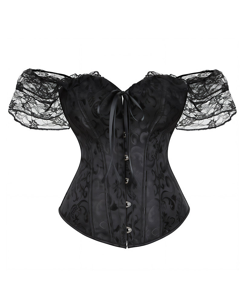 Willluxe® Vintage Floral Lace Off-Shoulder Corset Bustier Top