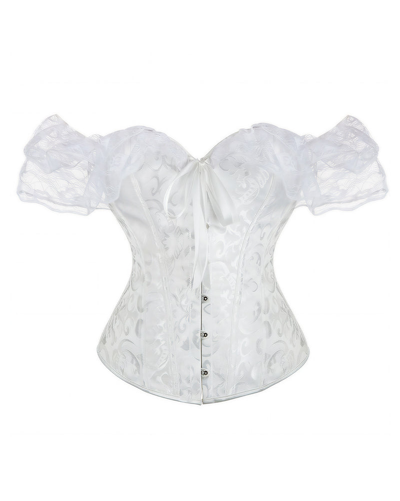 Willluxe® Vintage Floral Lace Off-Shoulder Corset Bustier Top