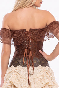 Willluxe® Vintage Floral Lace Off-Shoulder Corset Bustier Top
