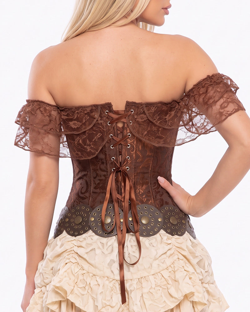 Willluxe® Vintage Floral Lace Off-Shoulder Corset Bustier Top