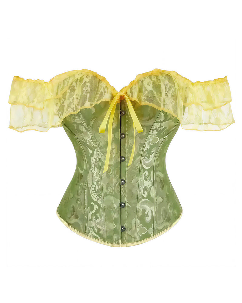 Willluxe® Vintage Floral Lace Off-Shoulder Corset Bustier Top