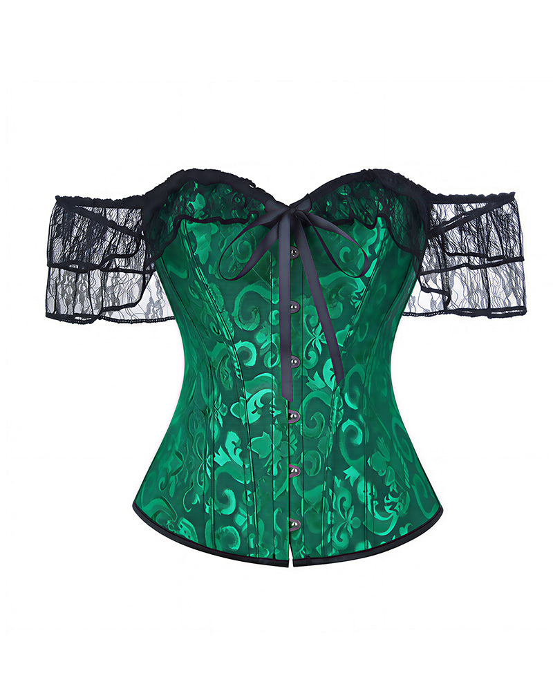 Willluxe® Vintage Floral Lace Off-Shoulder Corset Bustier Top