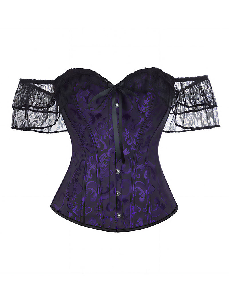 Willluxe® Vintage Floral Lace Off-Shoulder Corset Bustier Top