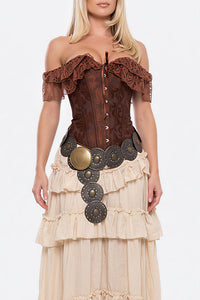 Willluxe® Vintage Floral Lace Off-Shoulder Corset Bustier Top