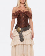 Willluxe® Vintage Floral Lace Off-Shoulder Corset Bustier Top