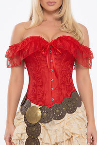 Willluxe® Vintage Floral Lace Off-Shoulder Corset Bustier Top