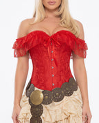 Willluxe® Vintage Floral Lace Off-Shoulder Corset Bustier Top