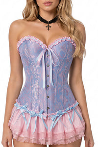 Willluxe® Vintage Floral Brocade Ruffled Corset Bustier Top