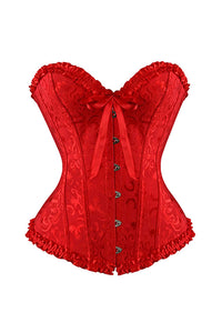 Willluxe® Vintage Floral Brocade Ruffled Corset Bustier Top